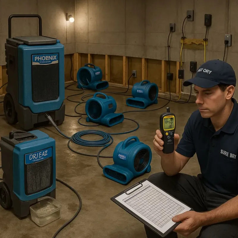 Structural Drying and Dehumidification process in Mills County, IA
